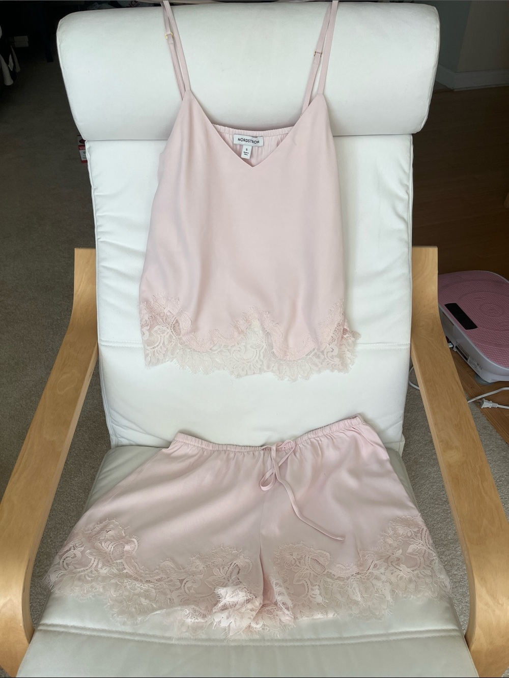 WNWT Nordstrom Light Blush pink  Lace-Trim Camisole & Short Sleep Set, size S